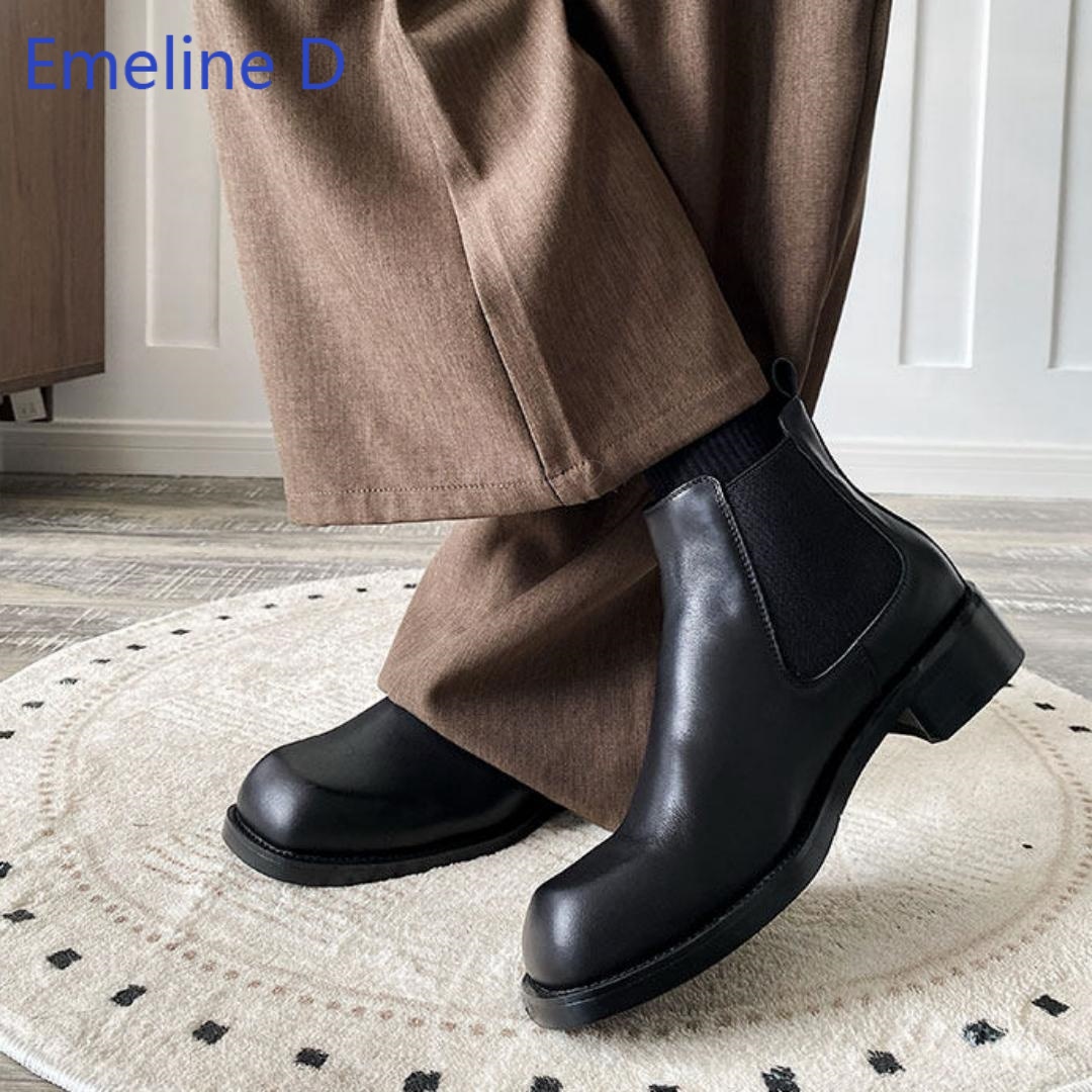 メンズ スクエアトゥ チェルシーブーツ、伸縮性のあるスリップ - Formal Men Daily Wear Footwear のレビューと価格