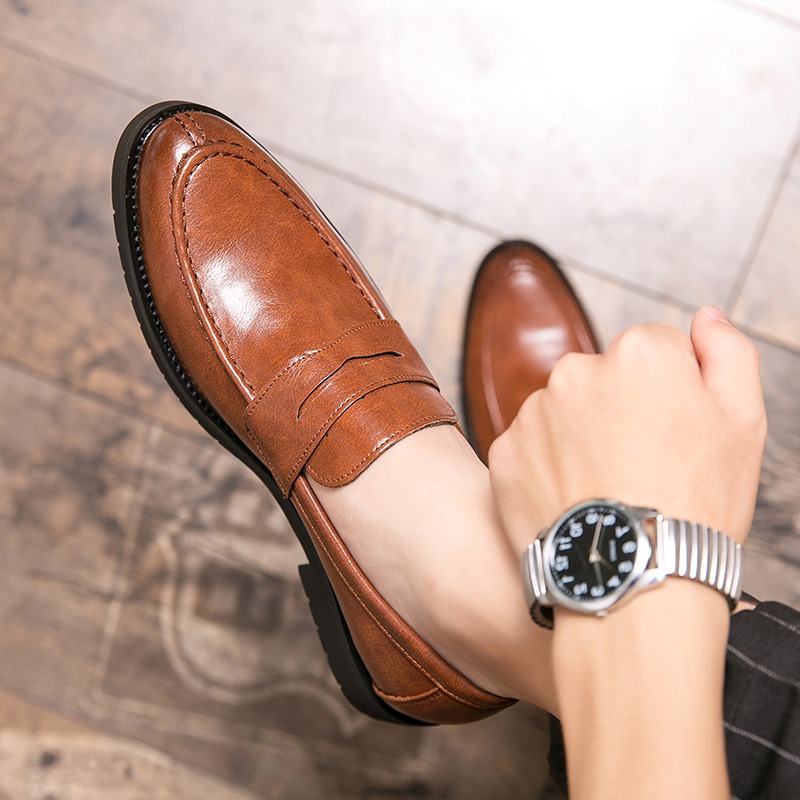 メンズ ヴィンテージ フェイクレザー ペニーローファー スリ - Formal Men Daily Wear Footwear のレビューと価格