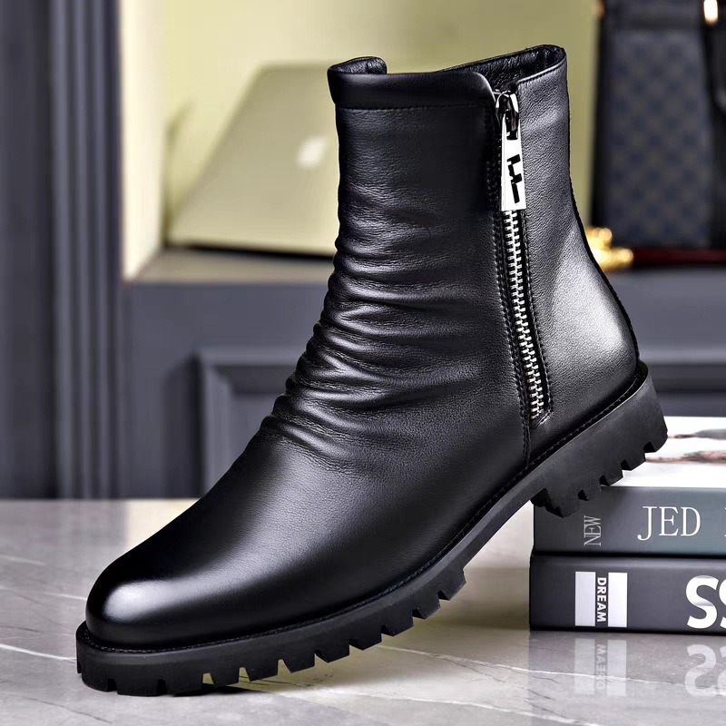 高品質メンズハイトップブーツ本革ブーツビジネスブーツファッシ - Men Formal Wear With Boots のレビューと価格