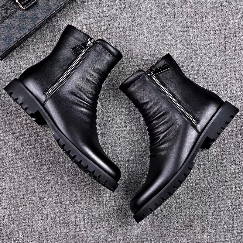 高品質メンズハイトップブーツ本革ブーツビジネスブーツファッシ - Men Formal Wear With Boots のレビューと価格
