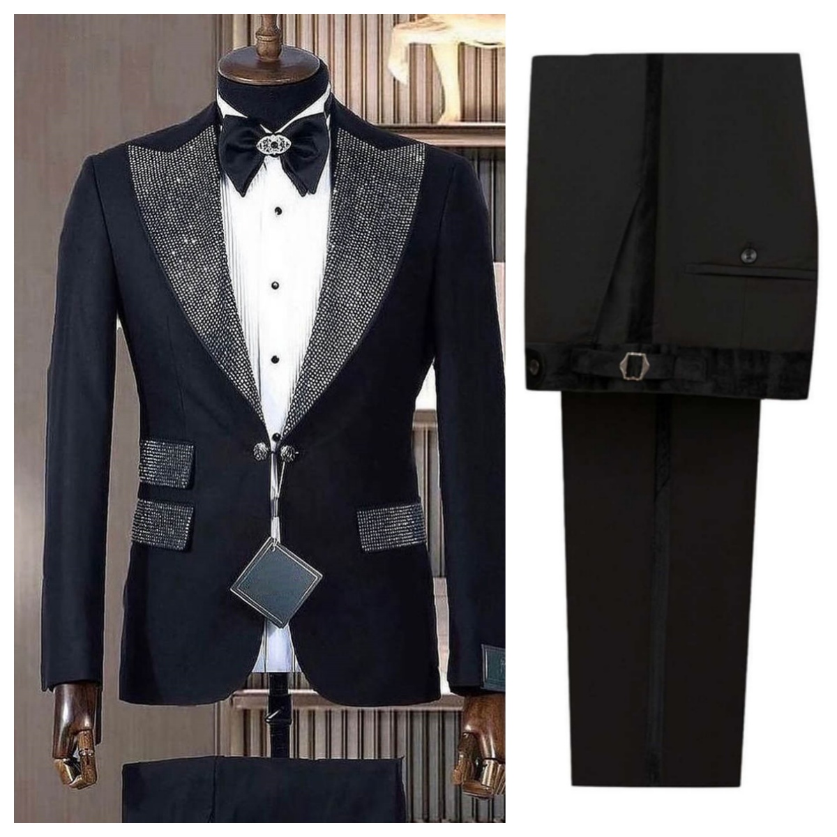 フォーマルな男性用タキシード、ビーズ付き2ピースジャケットパ - Men Formal Wear Modern のレビューと価格
