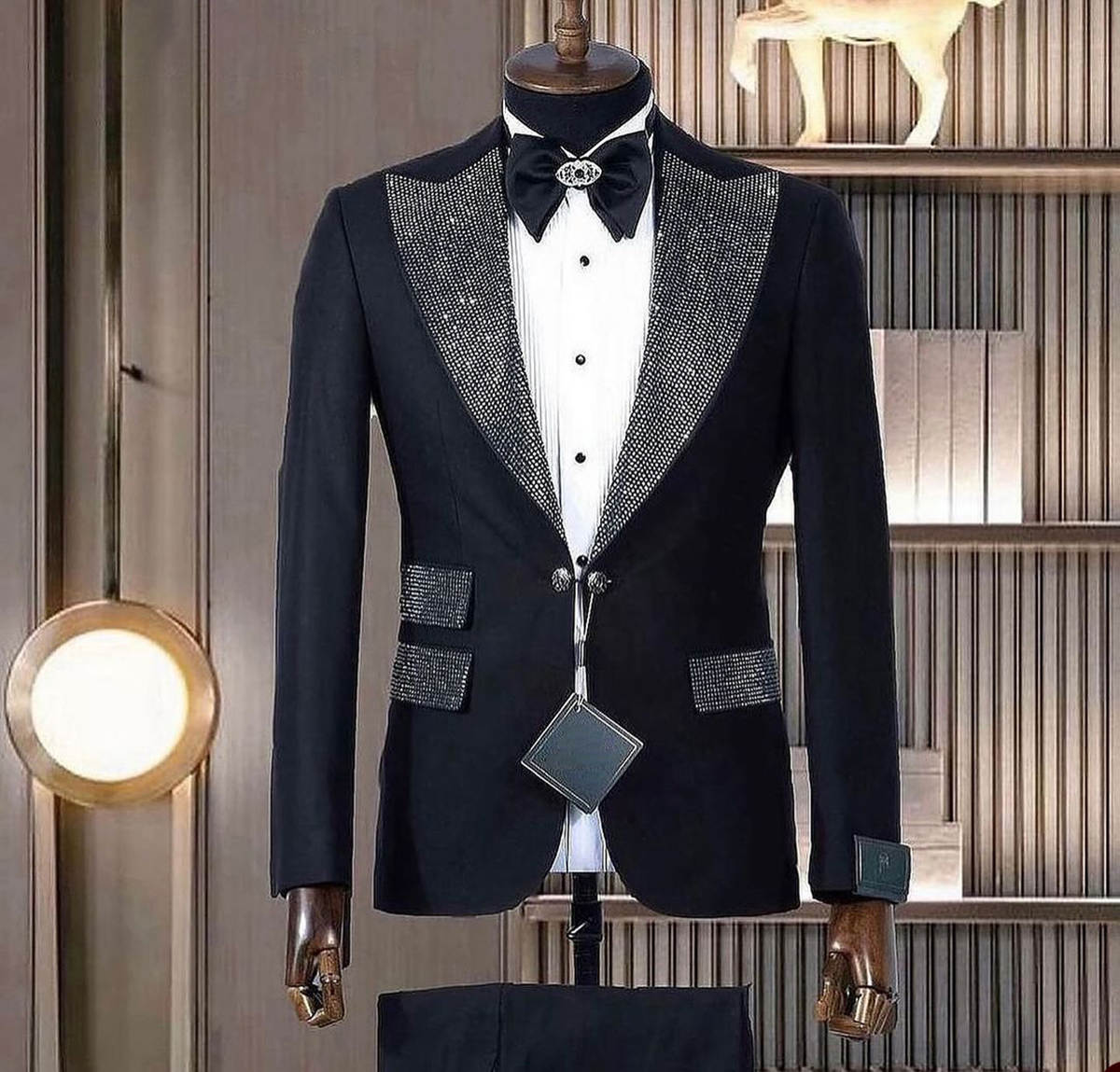 フォーマルな男性用タキシード、ビーズ付き2ピースジャケットパ - Men Formal Wear Modern のレビューと価格