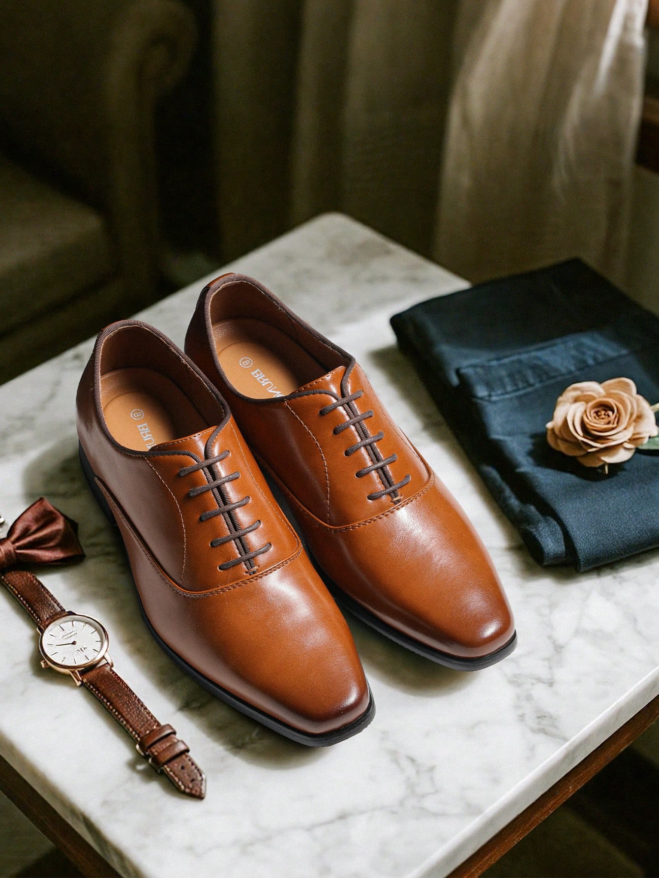 メンズ用ブラウンのオックスフォードドレスシューズ。クラシック - Formal Men Daily Wear Footwear のレビューと価格