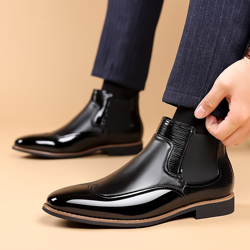 チェルシーブーツ男性の高級レトロ男性アンクルブーツクラシック - Men Formal Wear With Boots のレビューと価格