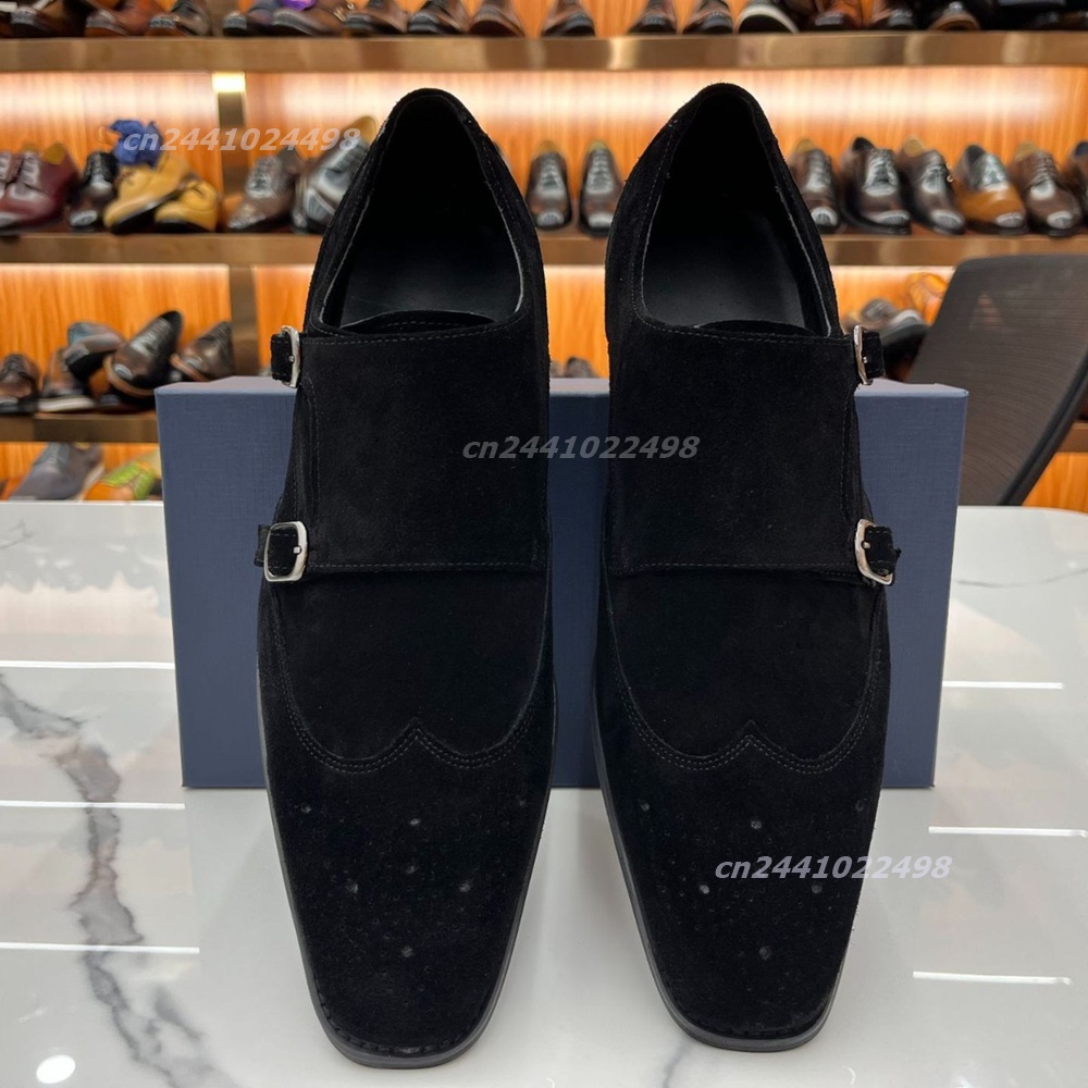 デュアルメタルバックル付きメンズモンクローファー、ブラックス - Formal Men Daily Wear Footwear のレビューと価格