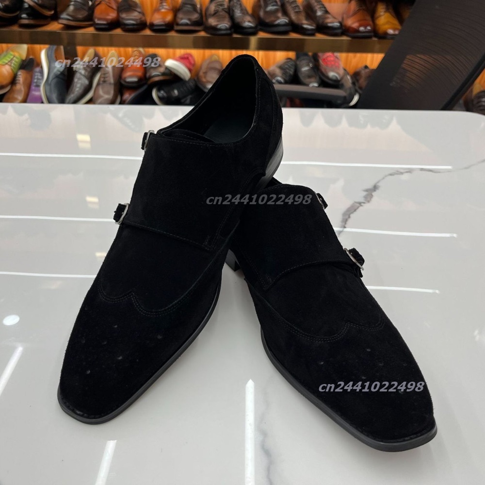 デュアルメタルバックル付きメンズモンクローファー、ブラックス - Formal Men Daily Wear Footwear のレビューと価格
